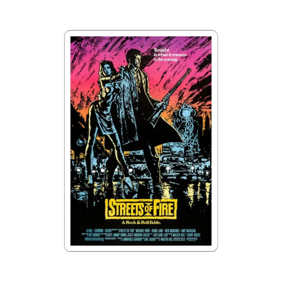 Streets of Fire 1984 Movie Poster - STICKER Vinyl Kiss-Cut Decal 2 Inch White - The Sticker Space
