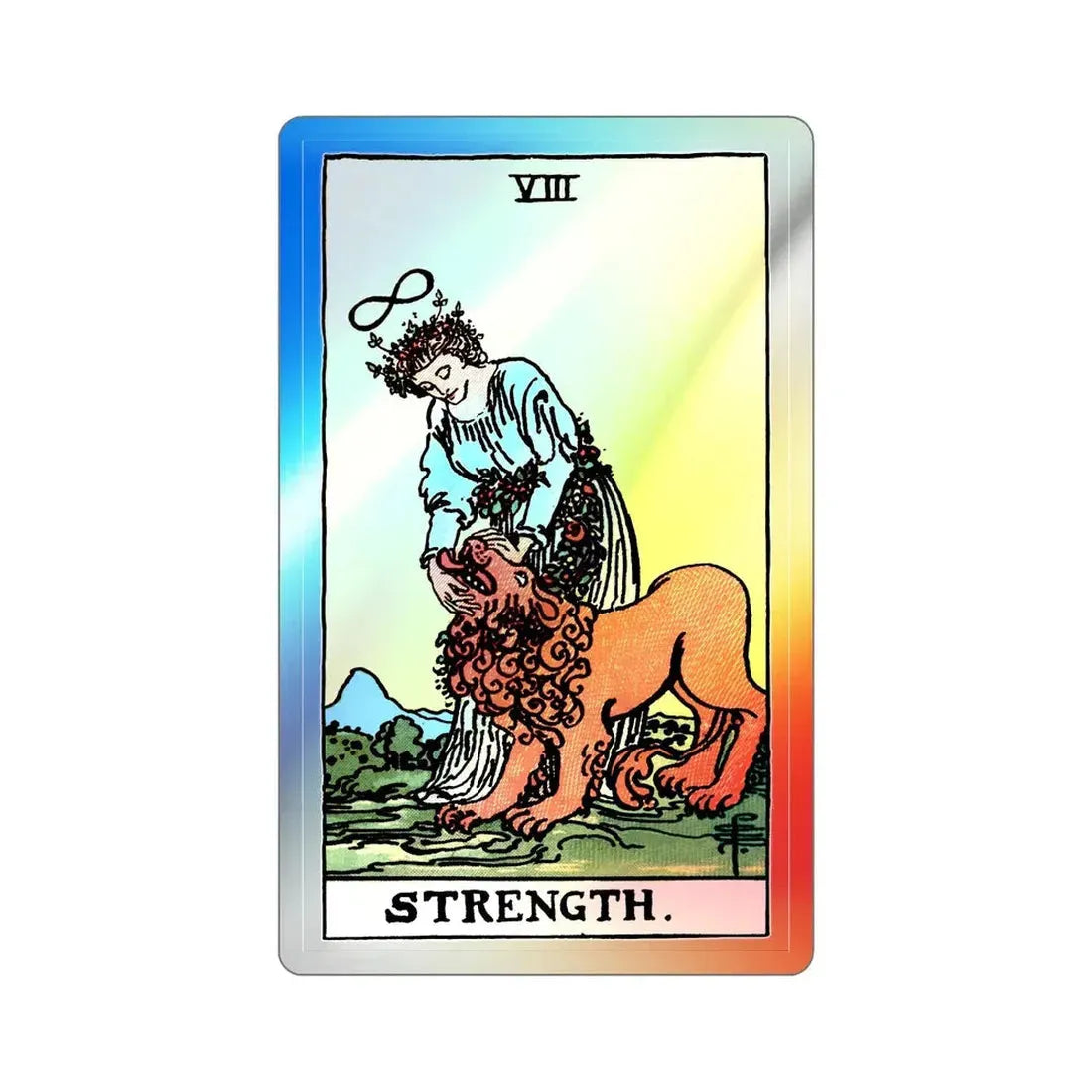 Strength (Tarot Card) Holographic STICKER Die-Cut Vinyl Decal 3 Inch Holographic - The Sticker Space