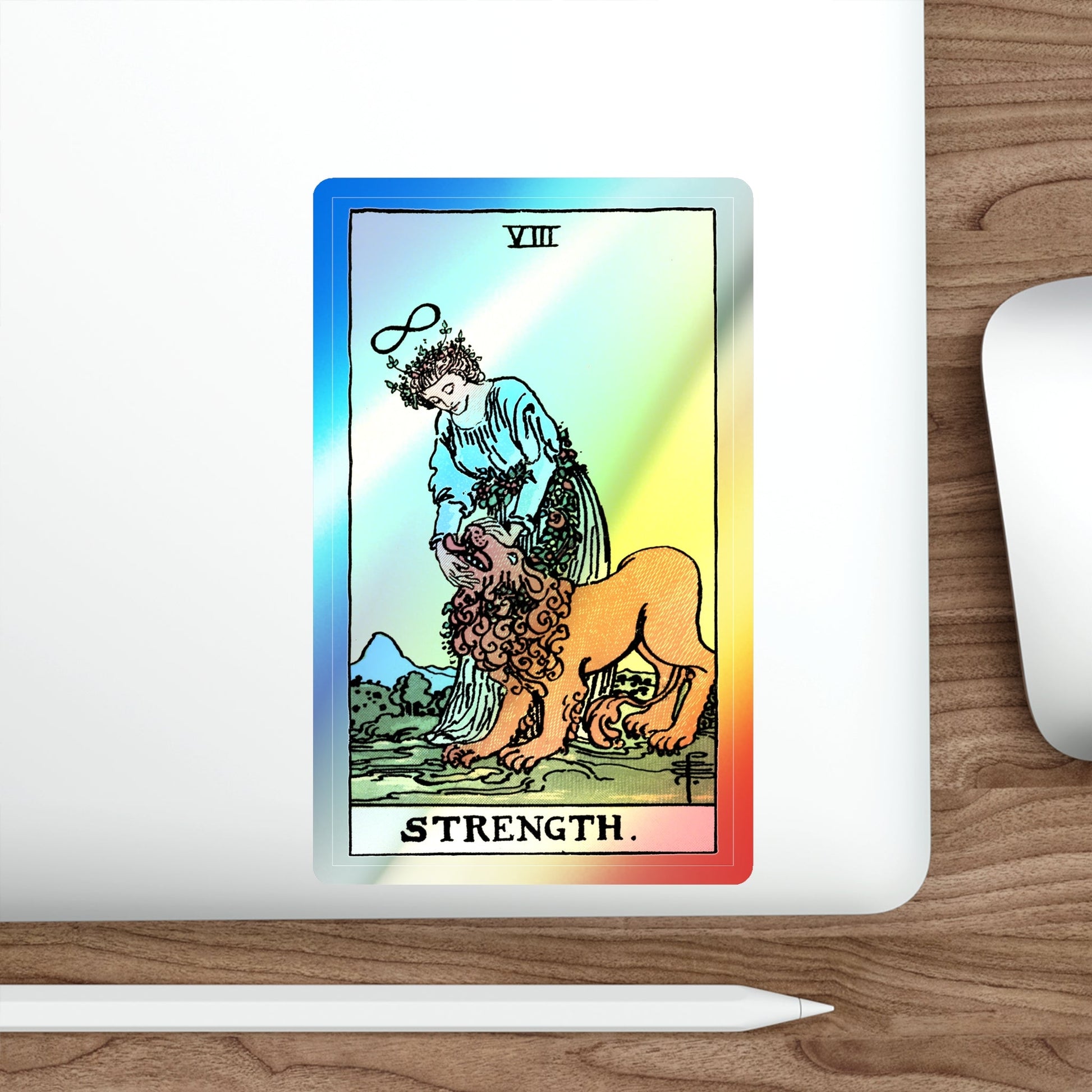 Strength (Tarot Card) Holographic STICKER Die-Cut Vinyl Decal-The Sticker Space