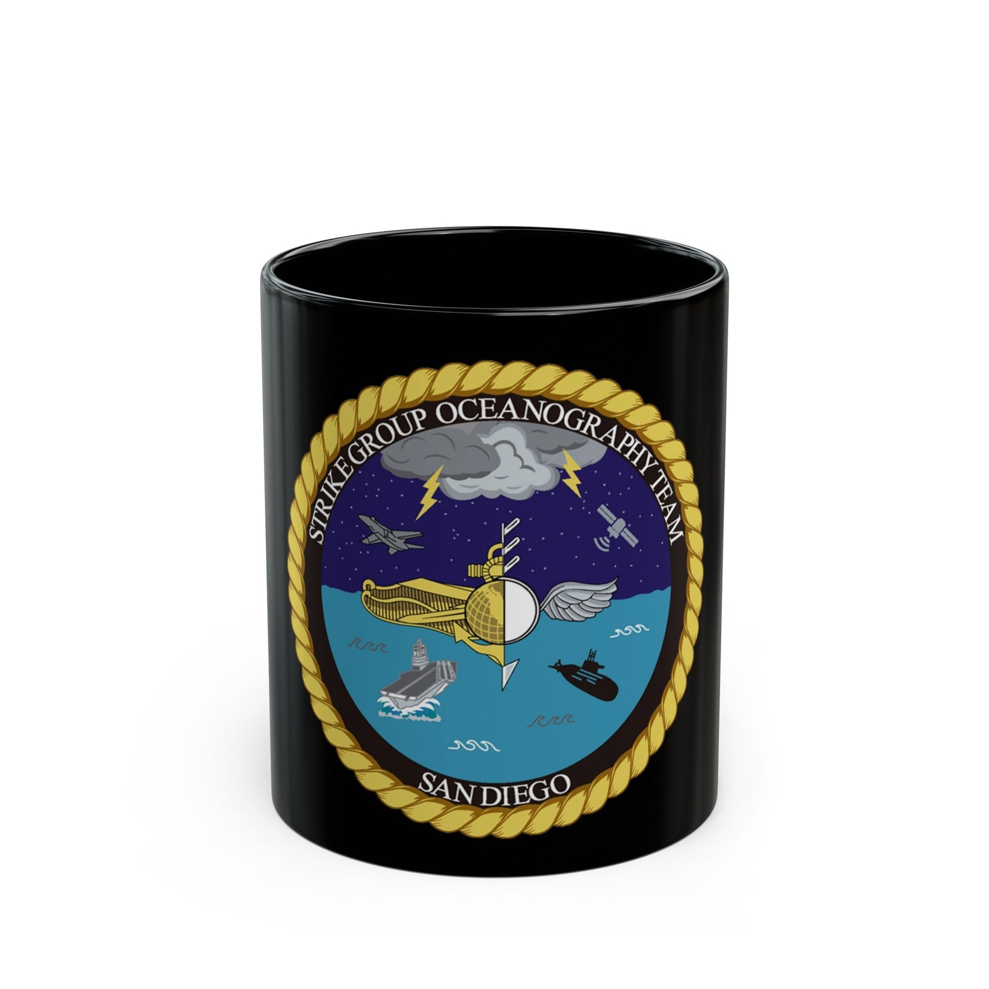 Strike Group Oceanography Team San Diego (U.S. Navy) Black Coffee Mug-11oz-The Sticker Space