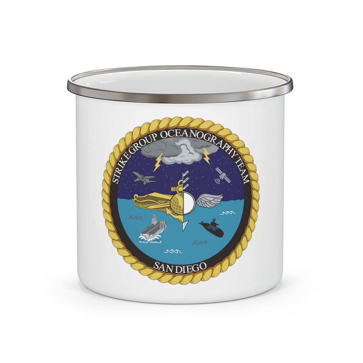 Strike Group Oceanography Team San Diego (U.S. Navy) Enamel Mug 12oz-12oz-The Sticker Space