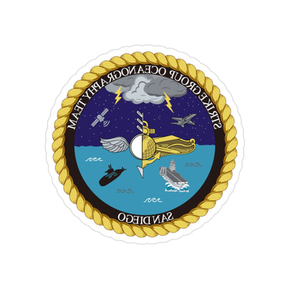 Strike Group Oceanography Team San Diego (U.S. Navy) REVERSE PRINT Transparent STICKER-2" × 2"-The Sticker Space