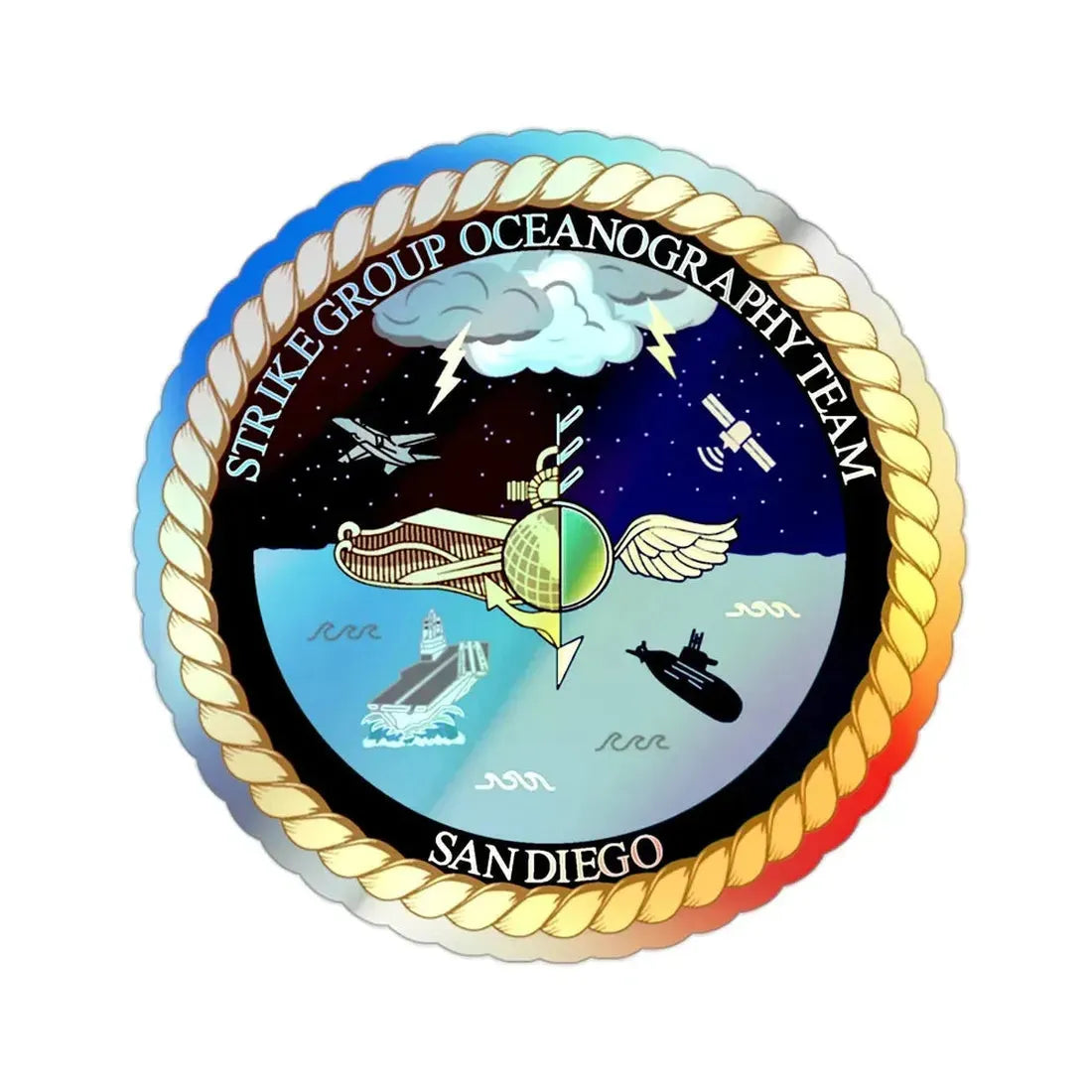 Strike Group Oceanography Team San Diego (U.S. Navy) Holographic STICKER Die-Cut Vinyl Decal 2 Inch Holographic - The Sticker Space