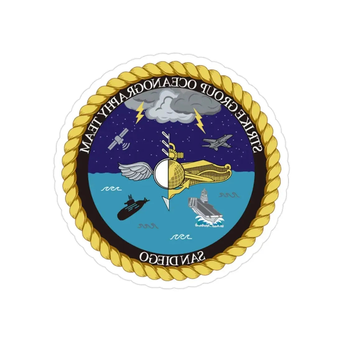 Strike Group Oceanography Team San Diego (U.S. Navy) REVERSE PRINT Transparent Die-Cut STICKER 2 Inch Die-Cut Transparent - The Sticker Space