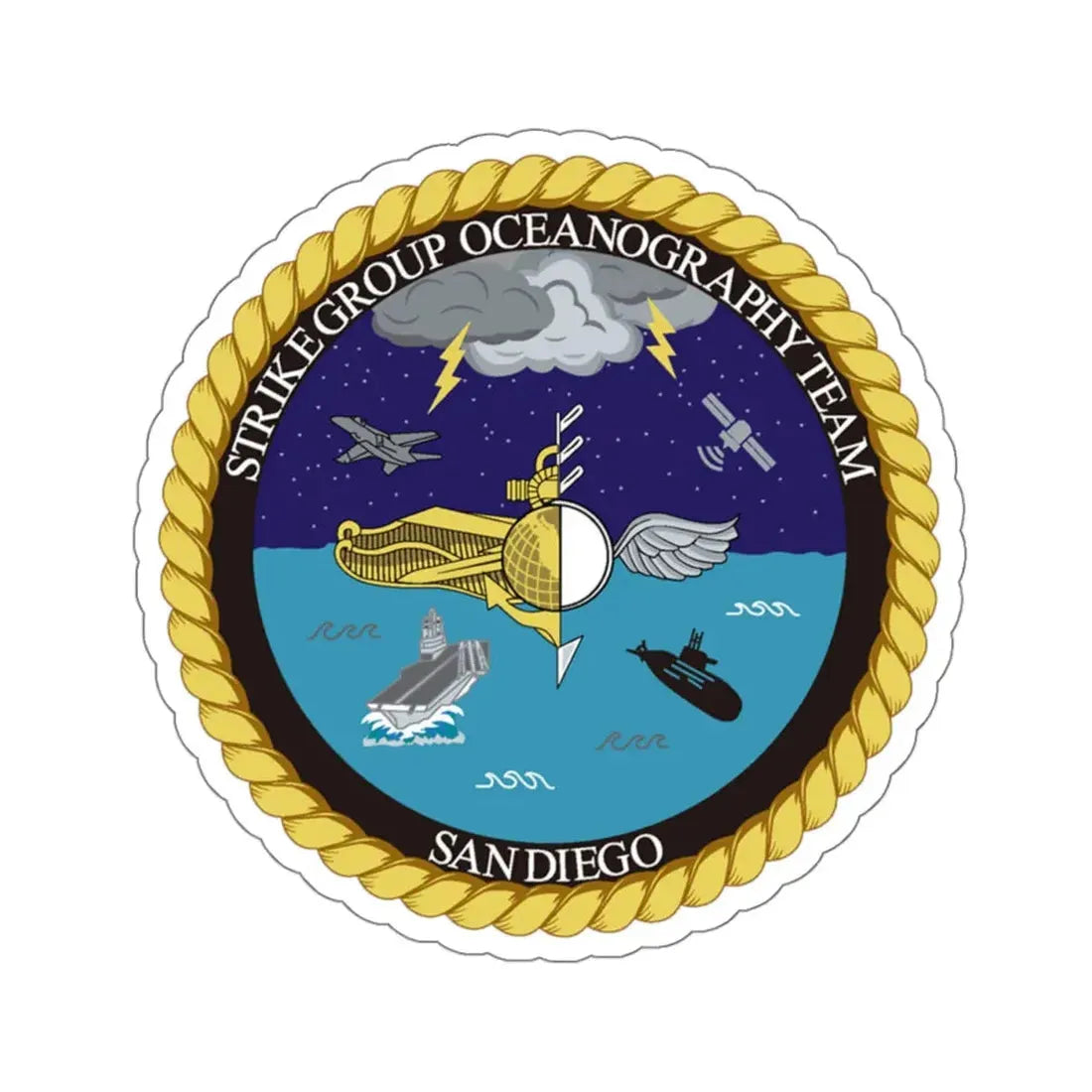 Strike Group Oceanography Team San Diego (U.S. Navy) STICKER Vinyl Kiss-Cut Decal 4 Inch White - The Sticker Space
