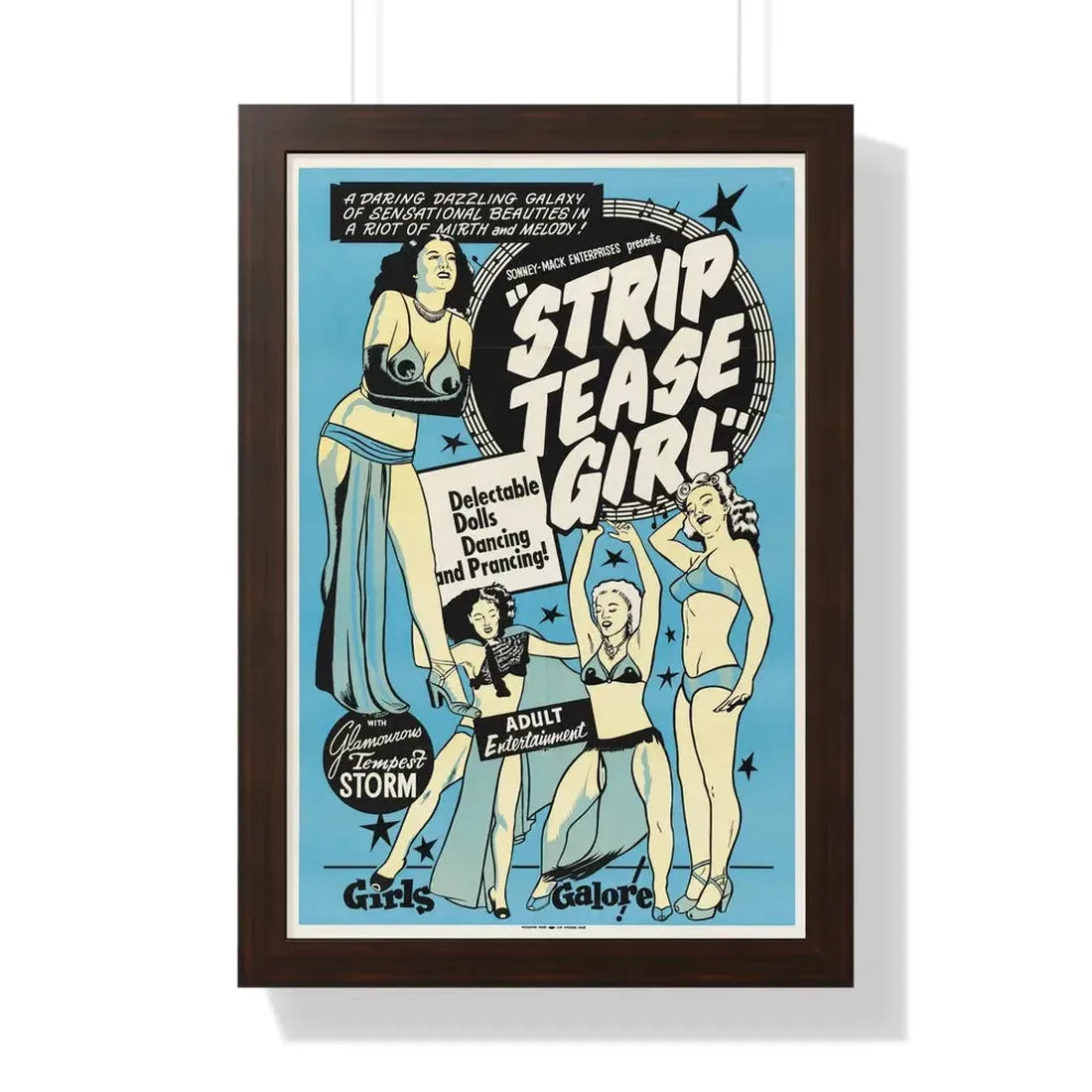 STRIP TEASE GIRL 1952 - Framed Movie Poster 16″ x 24″ Walnut - The Sticker Space