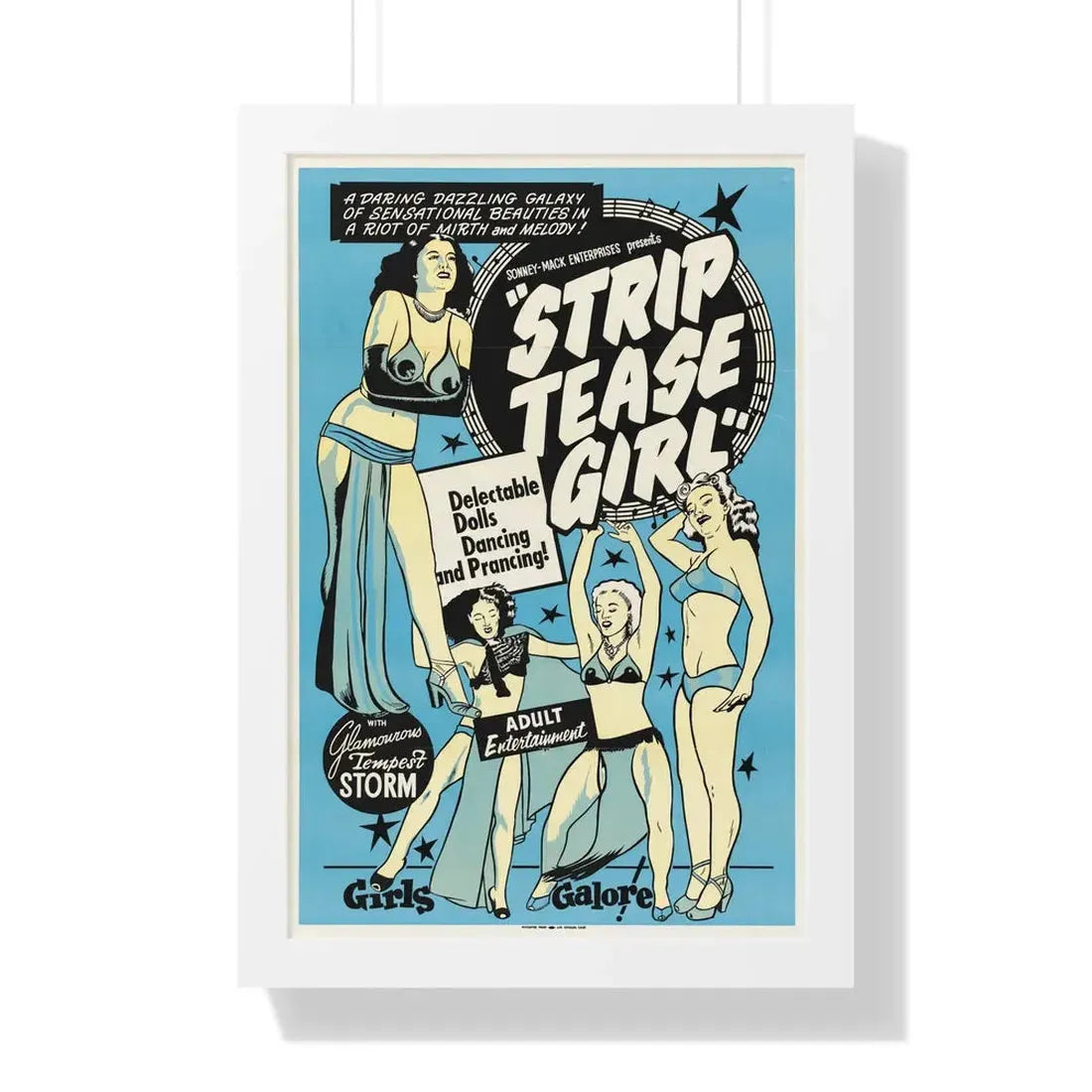 STRIP TEASE GIRL 1952 - Framed Movie Poster 16″ x 24″ White - The Sticker Space