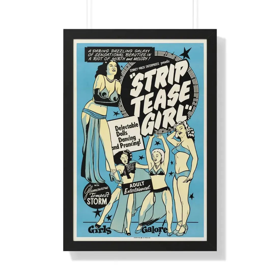 STRIP TEASE GIRL 1952 - Framed Movie Poster 20" x 30" Black - The Sticker Space