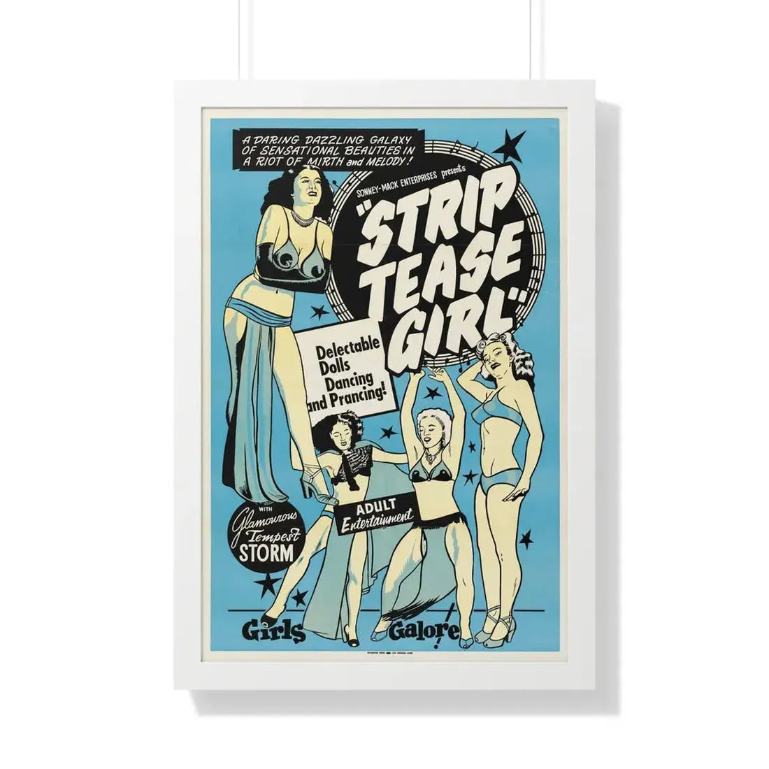 STRIP TEASE GIRL 1952 - Framed Movie Poster 20" x 30" White - The Sticker Space