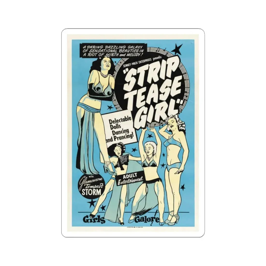 STRIP TEASE GIRL 1952 Movie Poster - STICKER Vinyl Kiss-Cut Decal 2 Inch White - The Sticker Space