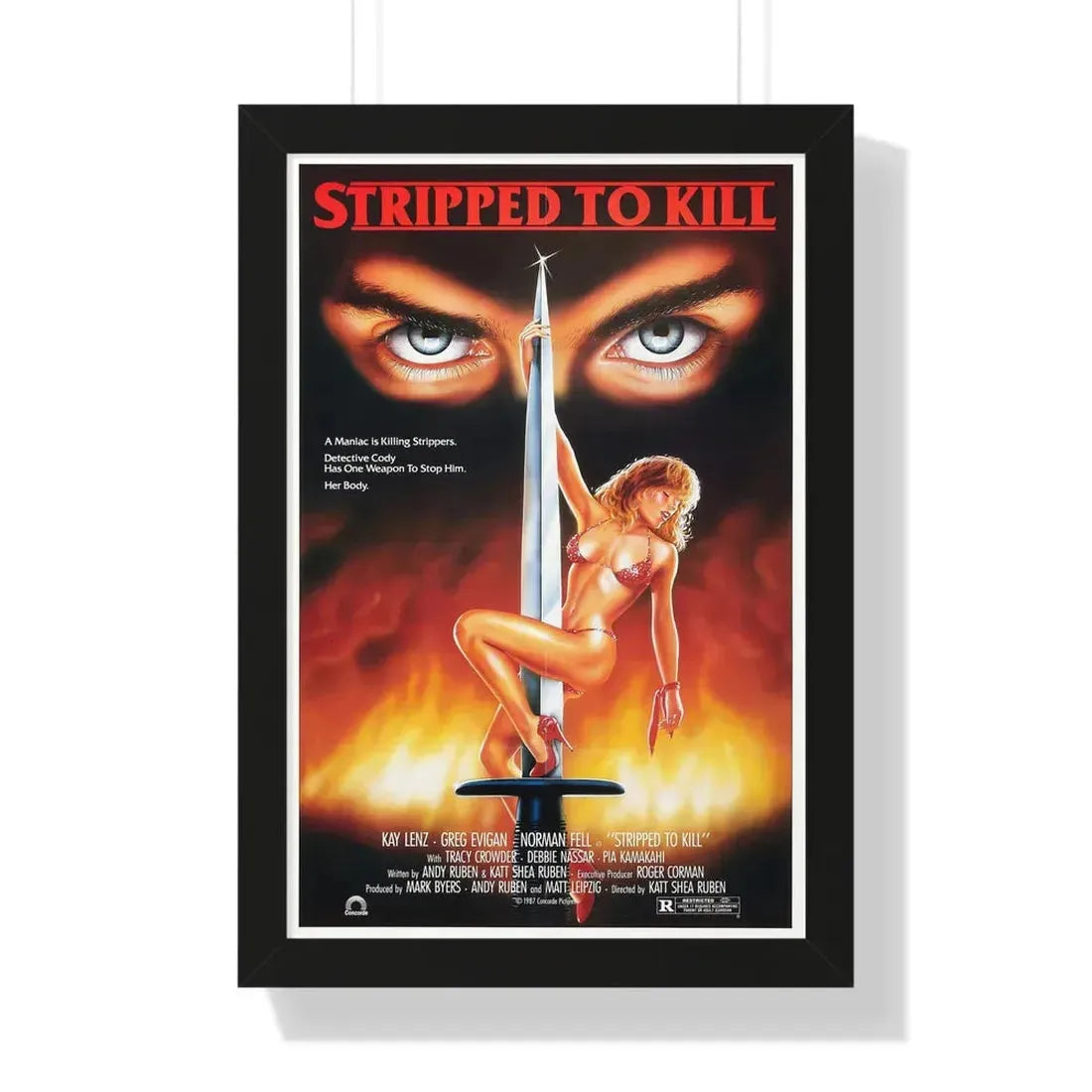 STRIPPED TO KILL 1987 - Framed Movie Poster 16″ x 24″ Black - The Sticker Space