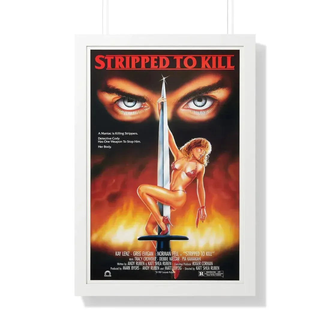 STRIPPED TO KILL 1987 - Framed Movie Poster 20" x 30" White - The Sticker Space