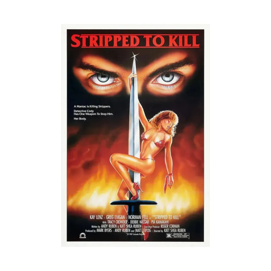 STRIPPED TO KILL 1987 - Paper Movie Poster - The Sticker Space