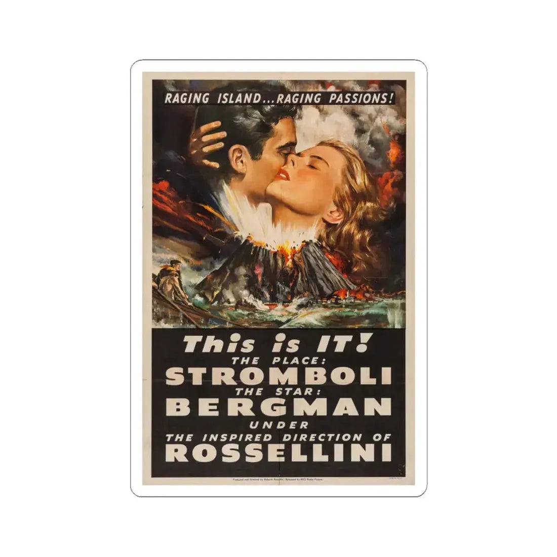 Stromboli 1950 Movie Poster - STICKER Vinyl Kiss-Cut Decal 6 Inch White - The Sticker Space