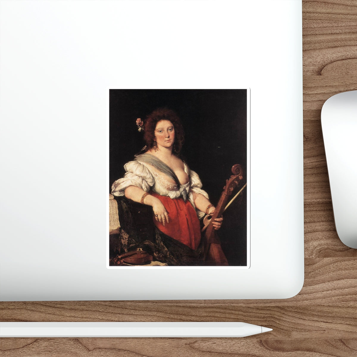 STROZZI, Bernardo - Gamba Player (Artwork) STICKER Vinyl Die-Cut Decal-The Sticker Space