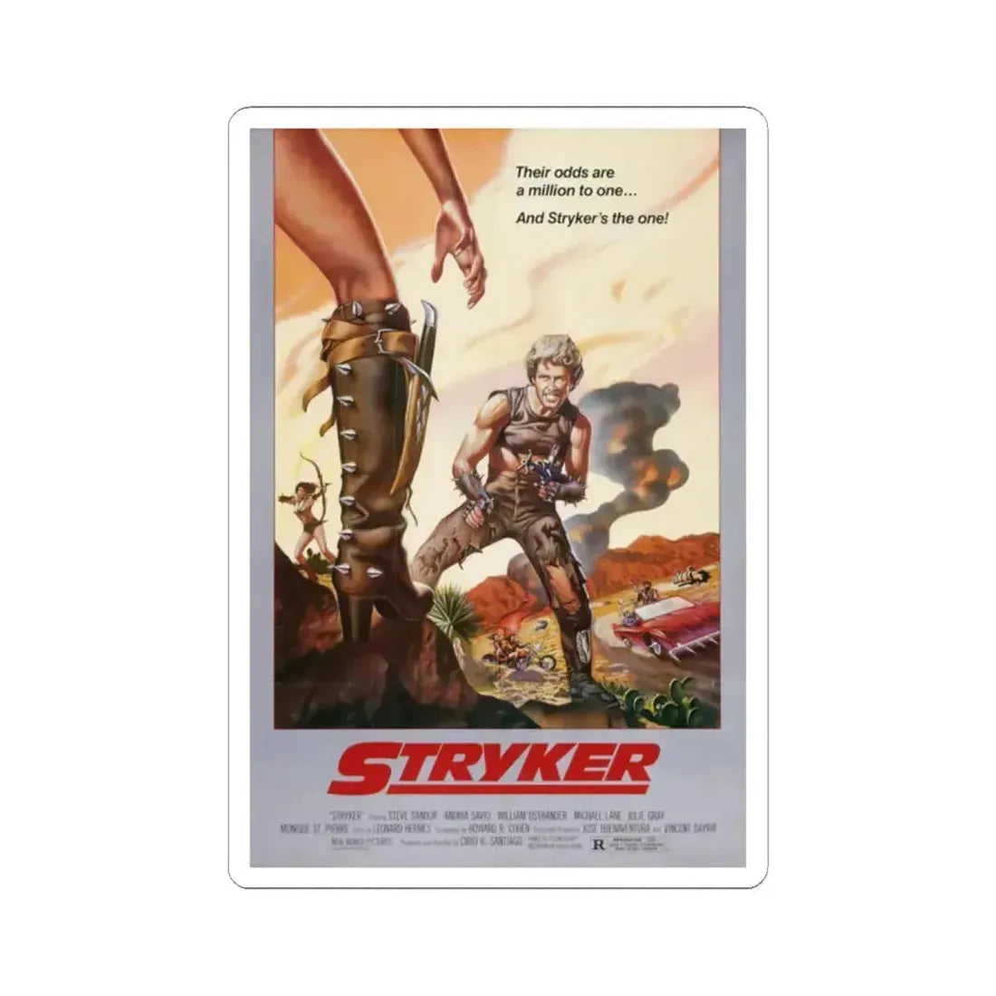 STRYKER 1983 Movie Poster - STICKER Vinyl Kiss-Cut Decal 2 Inch White - The Sticker Space