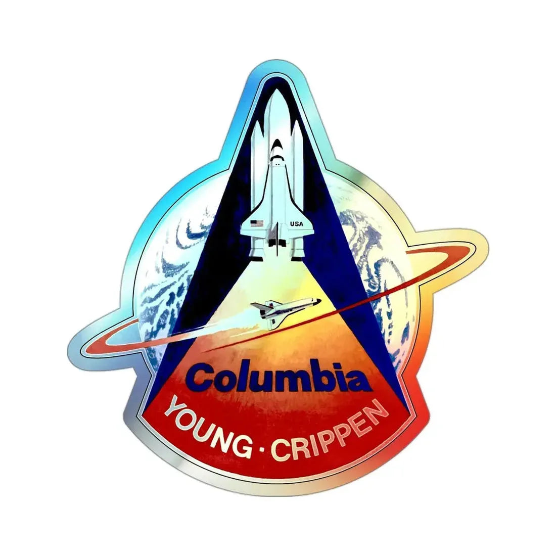 STS 1 (NASA) Holographic STICKER Die-Cut Vinyl Decal 3 Inch Holographic - The Sticker Space