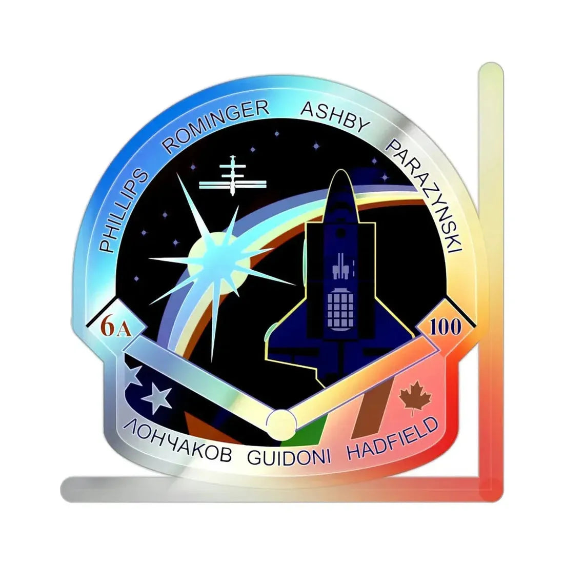 STS 100 (NASA) Holographic STICKER Die-Cut Vinyl Decal 2 Inch Holographic - The Sticker Space