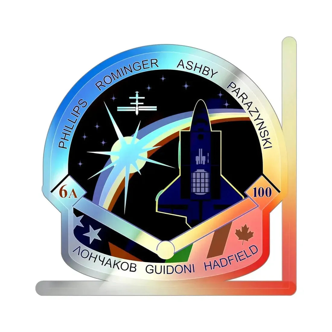 STS 100 (NASA) Holographic STICKER Die-Cut Vinyl Decal 5 Inch Holographic - The Sticker Space