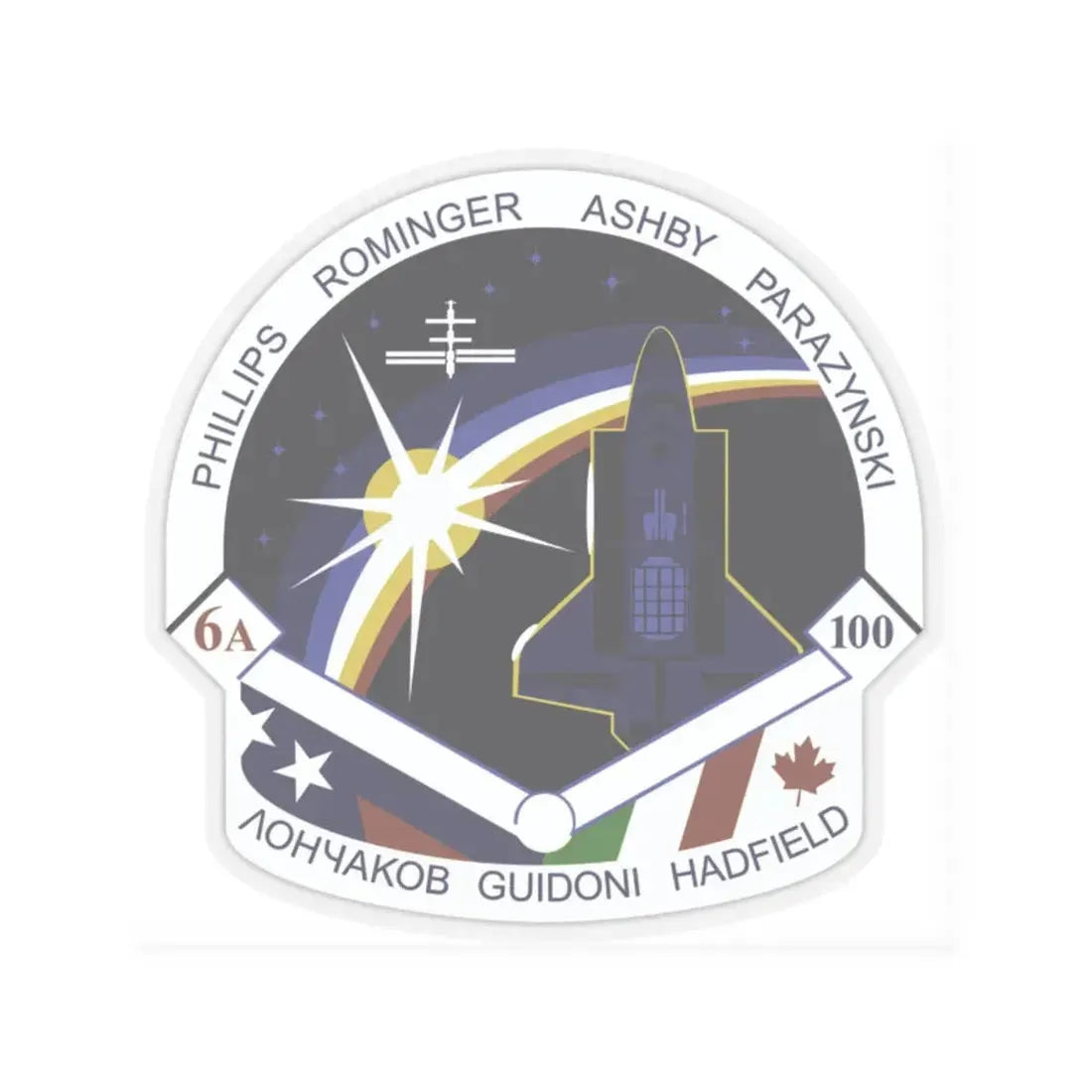 STS 100 (NASA) STICKER Vinyl Kiss-Cut Decal 2 Inch Transparent - The Sticker Space