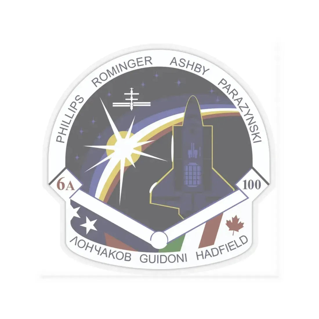 STS 100 (NASA) STICKER Vinyl Kiss-Cut Decal 6 Inch Transparent - The Sticker Space