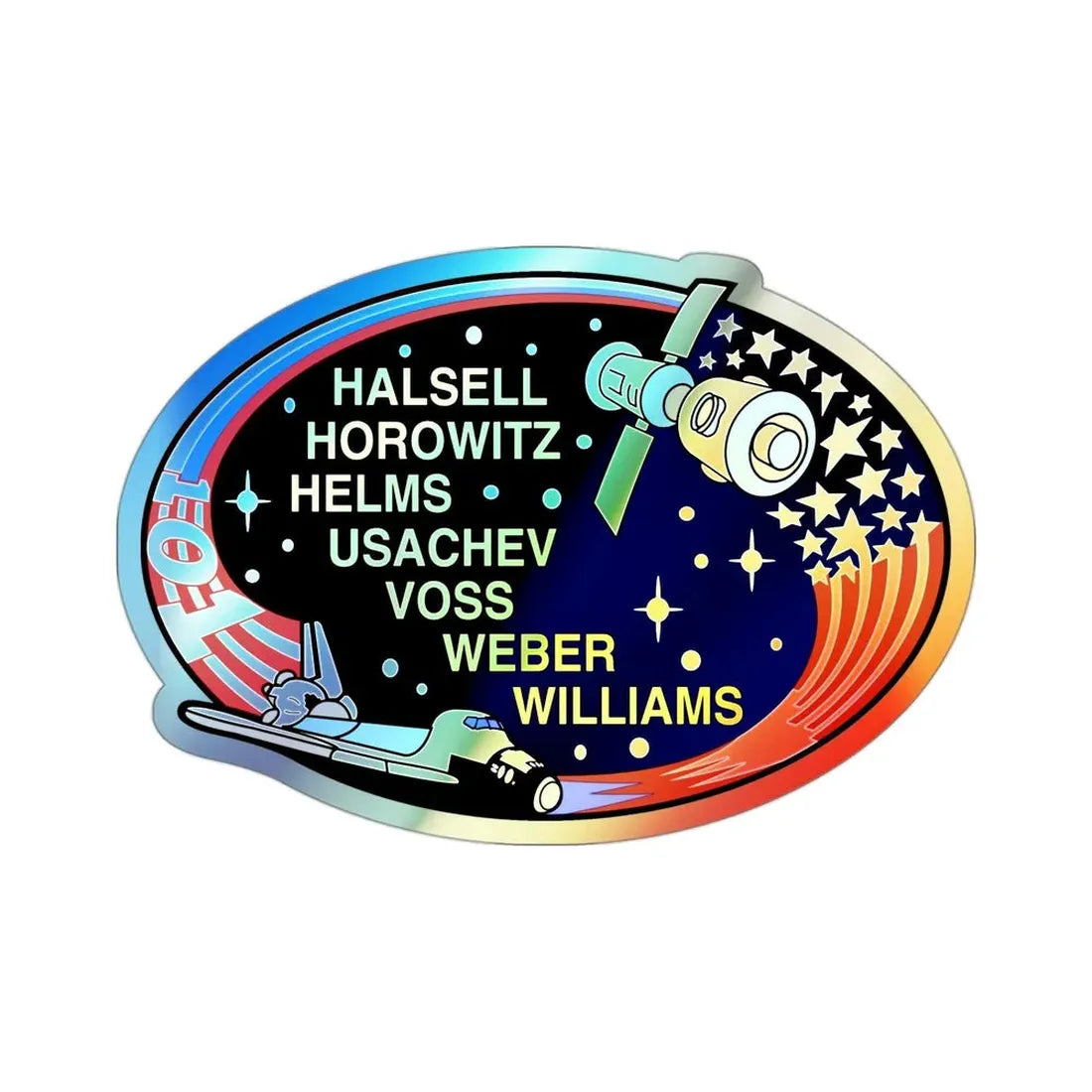 STS 101 (NASA) Holographic STICKER Die-Cut Vinyl Decal 3 Inch Holographic - The Sticker Space