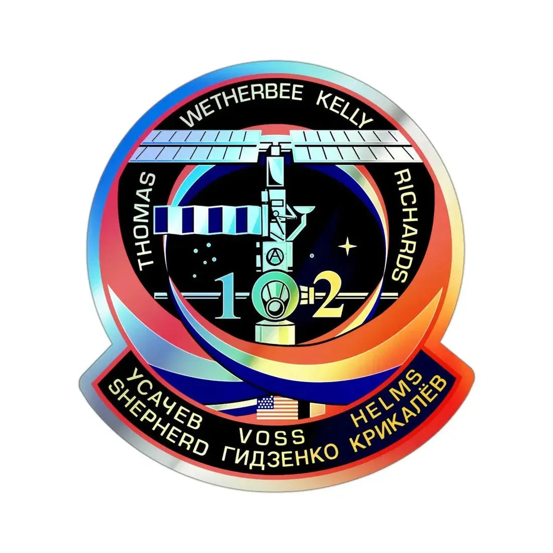 STS 102 (NASA) Holographic STICKER Die-Cut Vinyl Decal 3 Inch Holographic - The Sticker Space