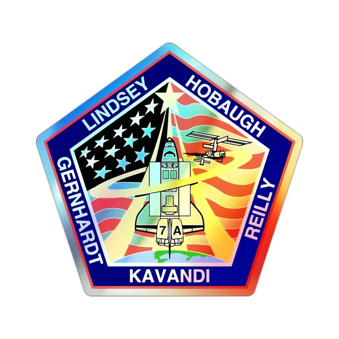 STS 104 (NASA) Holographic STICKER Die-Cut Vinyl Decal 2 Inch Holographic - The Sticker Space