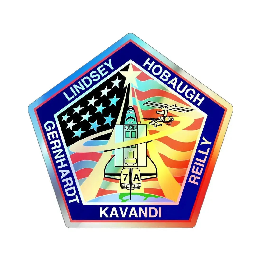 STS 104 (NASA) Holographic STICKER Die-Cut Vinyl Decal 5 Inch Holographic - The Sticker Space