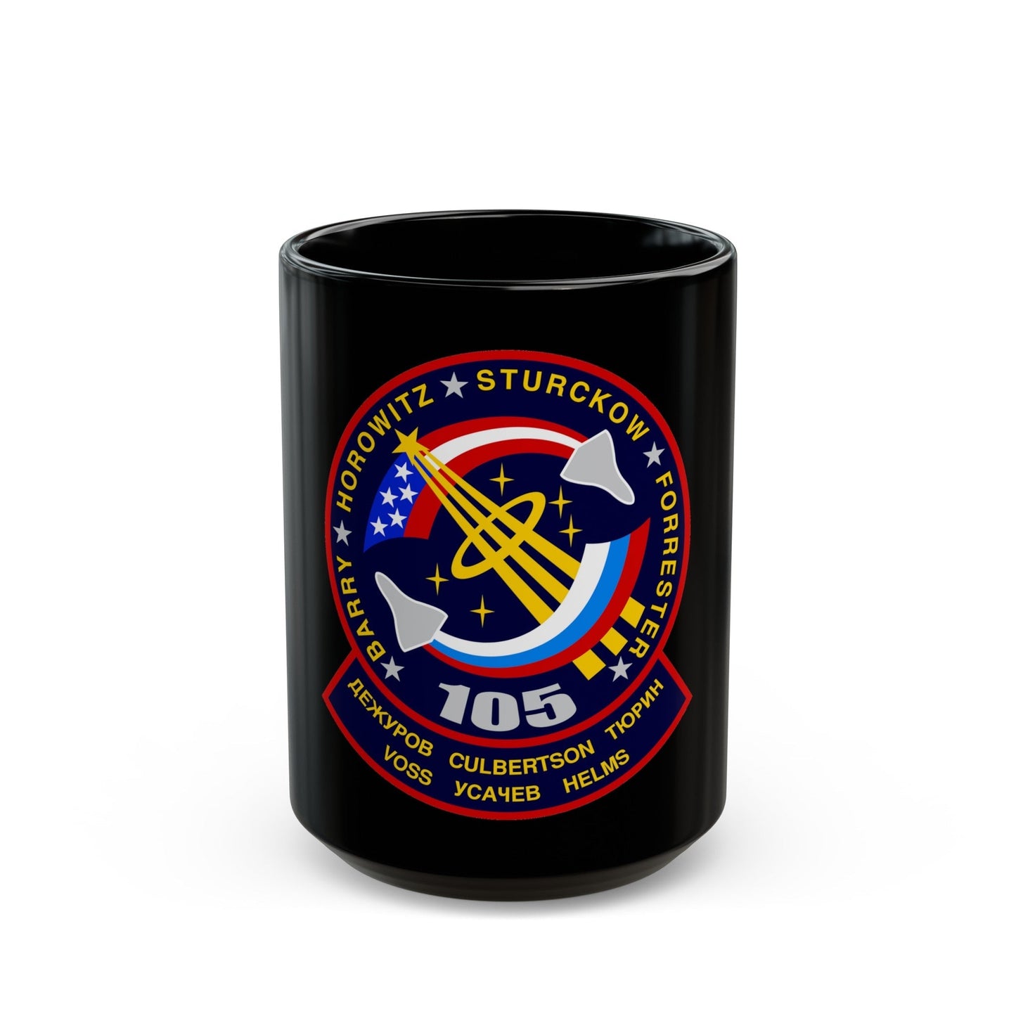 STS 105 (NASA) Black Coffee Mug-15oz-The Sticker Space