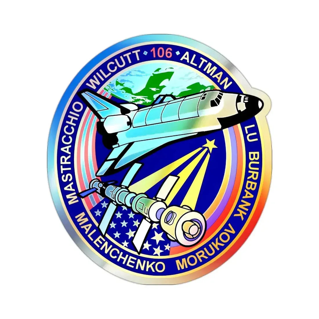 STS 106 (NASA) Holographic STICKER Die-Cut Vinyl Decal 2 Inch Holographic - The Sticker Space