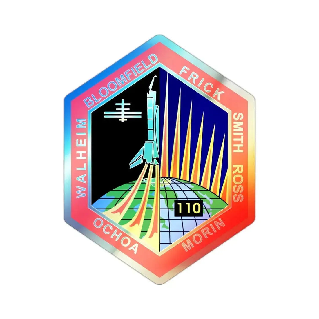 STS 110 (NASA) Holographic STICKER Die-Cut Vinyl Decal 2 Inch Holographic - The Sticker Space