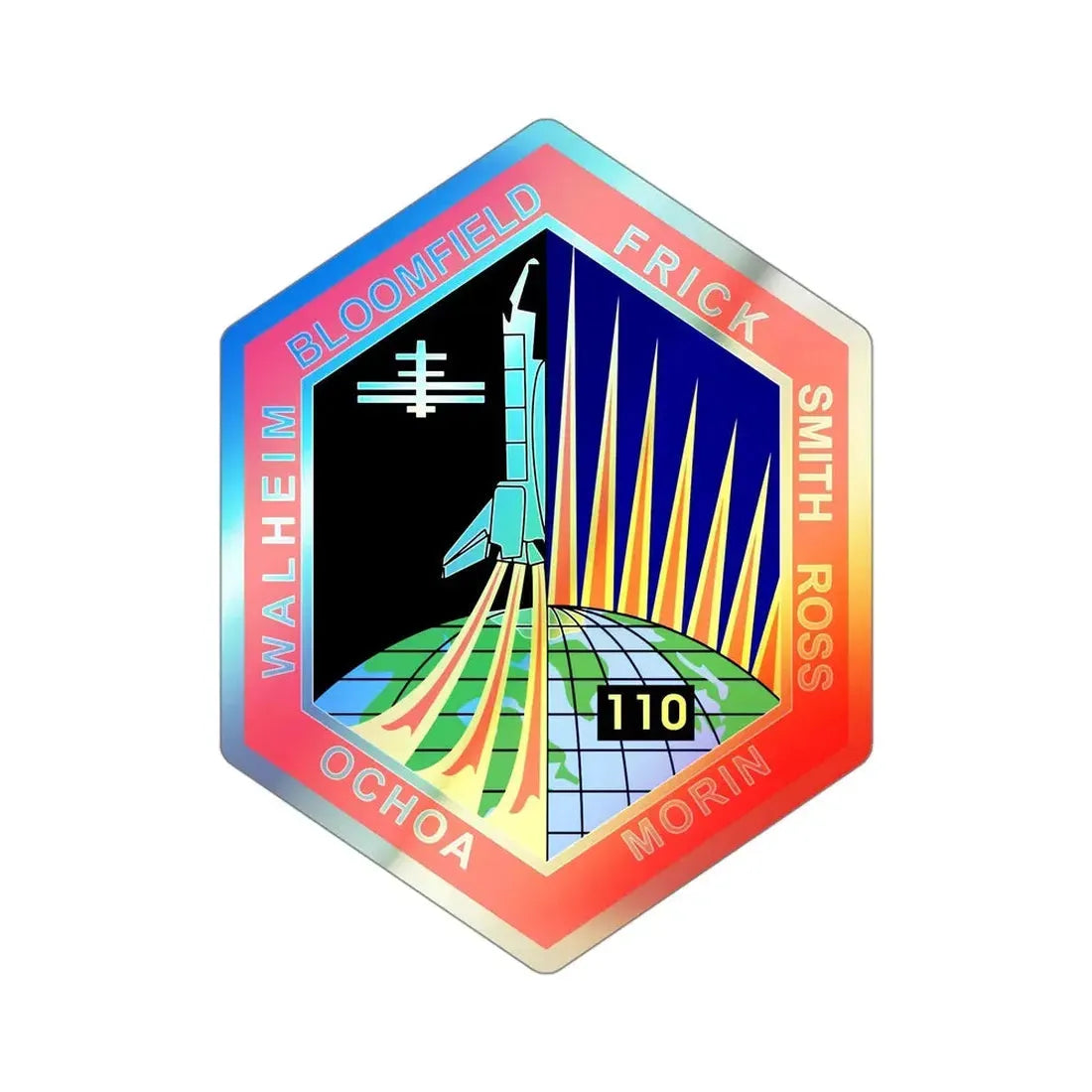 STS 110 (NASA) Holographic STICKER Die-Cut Vinyl Decal 4 Inch Holographic - The Sticker Space
