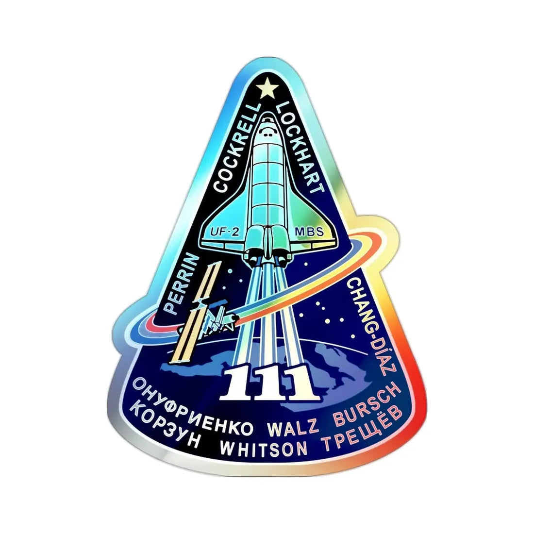 STS 111 (NASA) Holographic STICKER Die-Cut Vinyl Decal 2 Inch Holographic - The Sticker Space