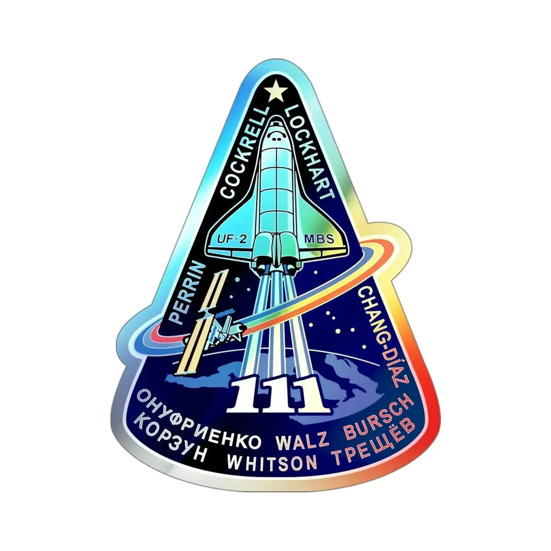 STS 111 (NASA) Holographic STICKER Die-Cut Vinyl Decal 4 Inch Holographic - The Sticker Space
