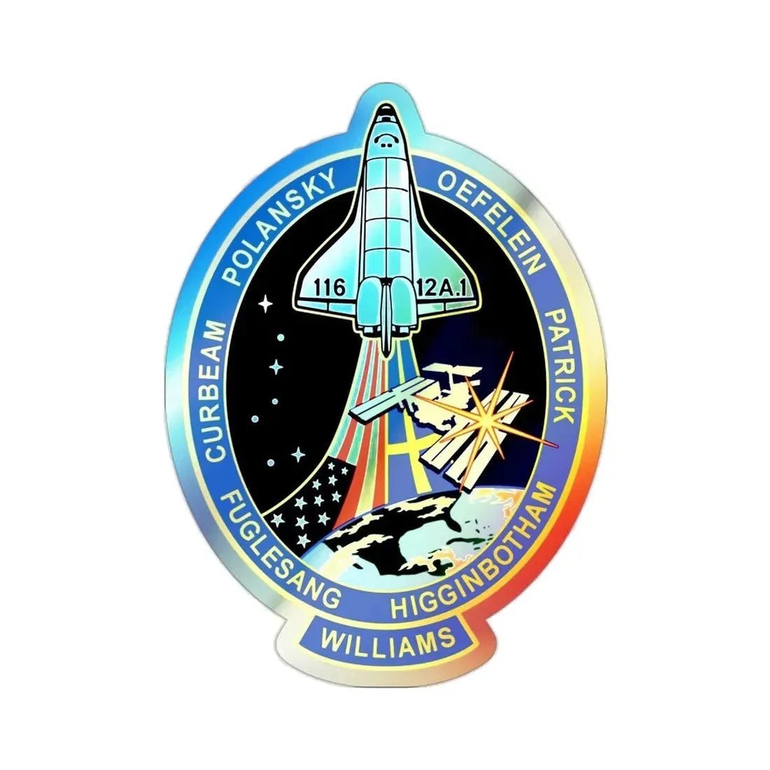 STS 116 (NASA) Holographic STICKER Die-Cut Vinyl Decal 2 Inch Holographic - The Sticker Space