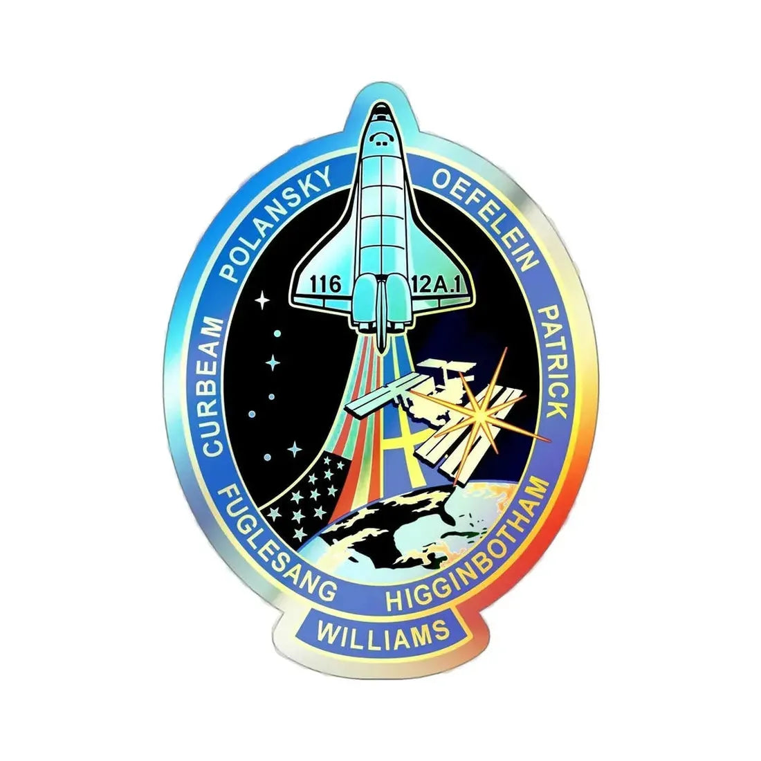 STS 116 (NASA) Holographic STICKER Die-Cut Vinyl Decal 5 Inch Holographic - The Sticker Space