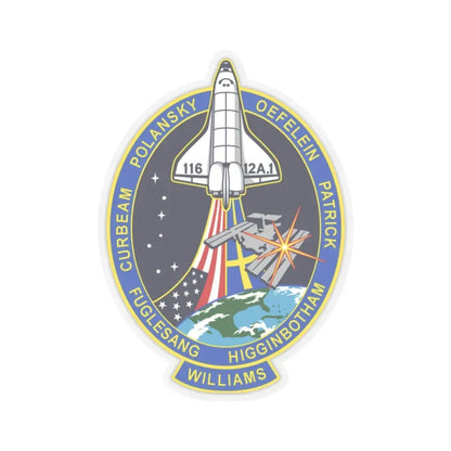 STS 116 (NASA) STICKER Vinyl Kiss-Cut Decal 2 Inch Transparent - The Sticker Space
