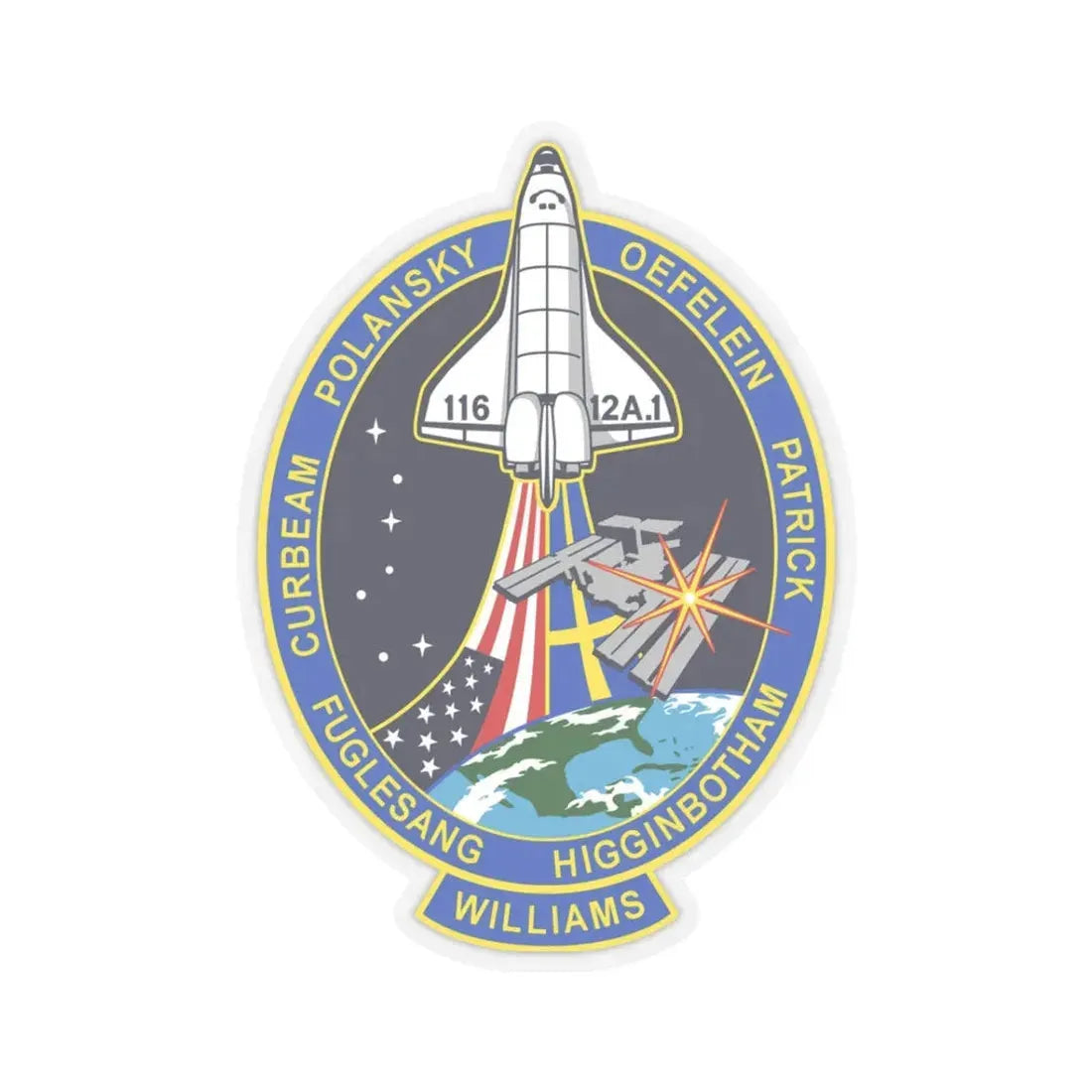 STS 116 (NASA) STICKER Vinyl Kiss-Cut Decal 3 Inch Transparent - The Sticker Space
