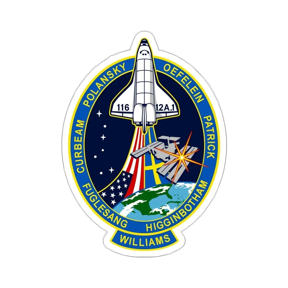 STS 116 Patch NASA STICKER Vinyl Die-Cut Decal 6 Inch - The Sticker Space