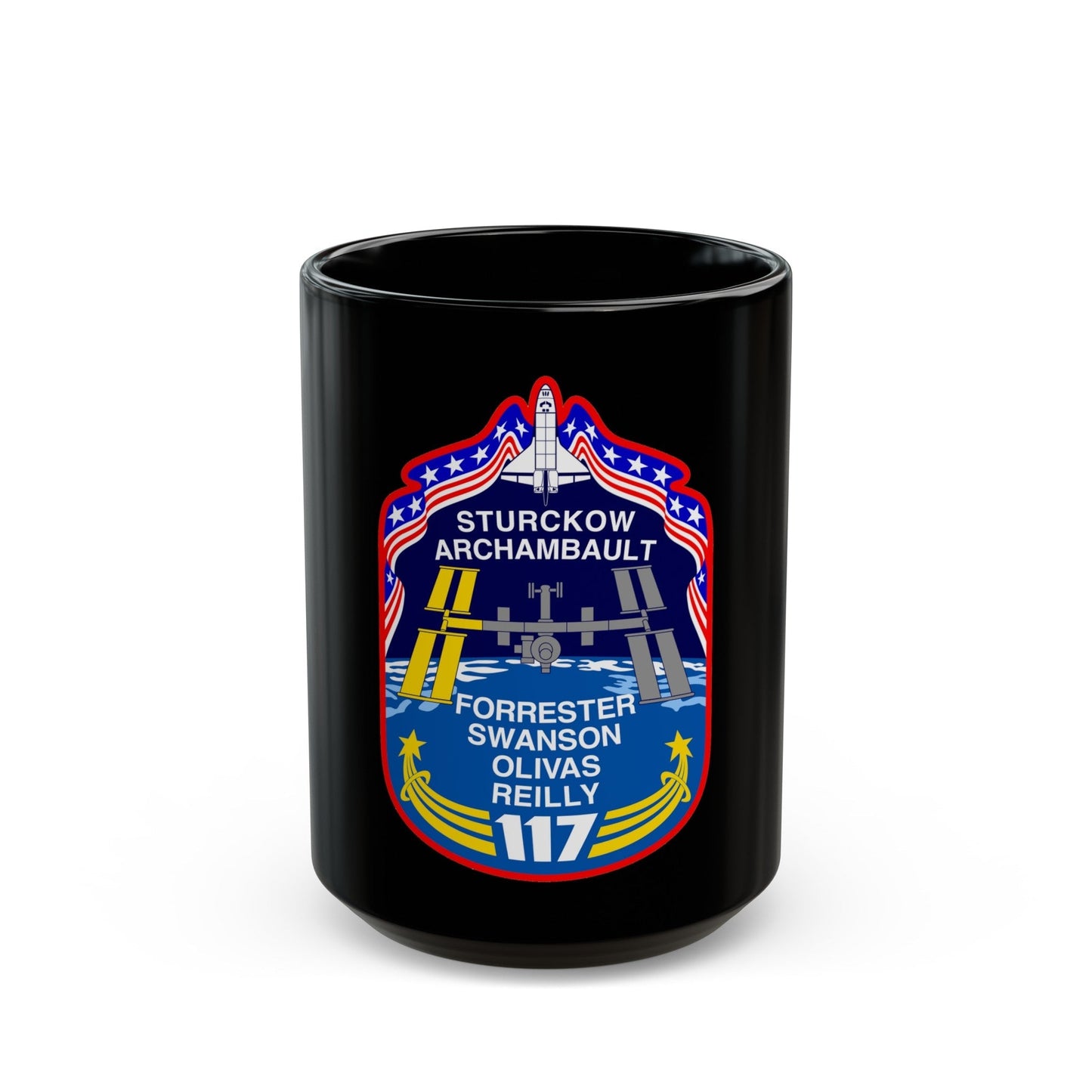 STS 117 (NASA) Black Coffee Mug-15oz-The Sticker Space