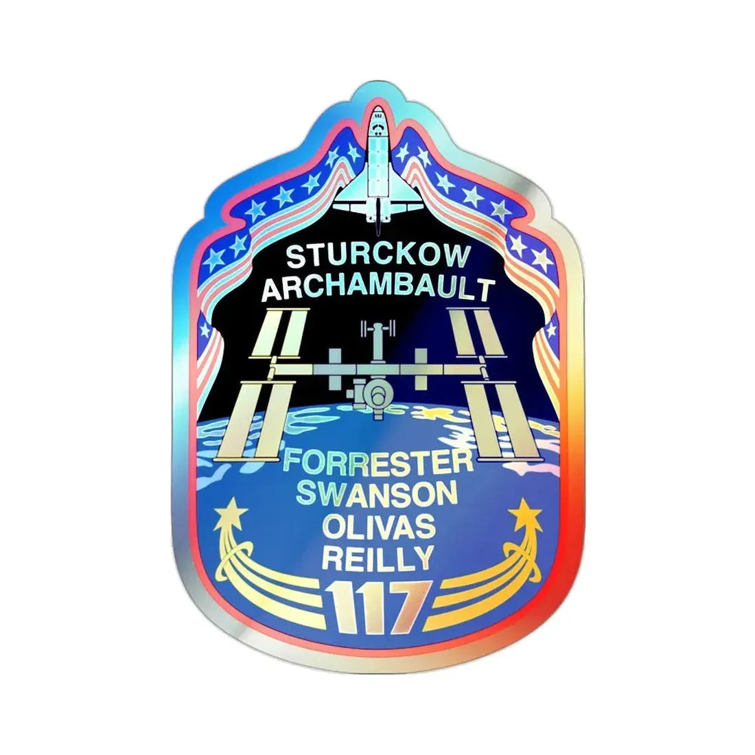 STS 117 (NASA) Holographic STICKER Die-Cut Vinyl Decal 2 Inch Holographic - The Sticker Space