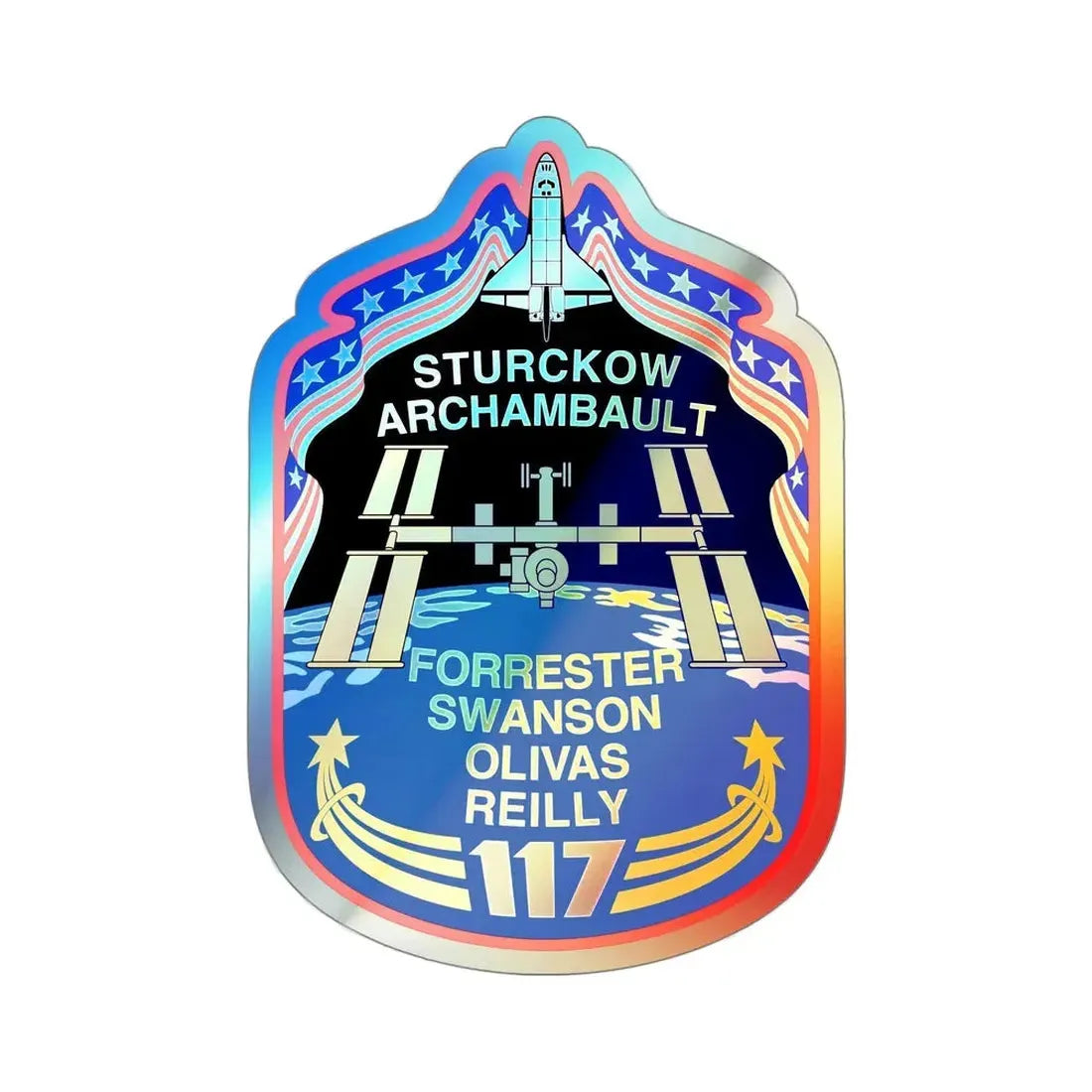 STS 117 (NASA) Holographic STICKER Die-Cut Vinyl Decal 5 Inch Holographic - The Sticker Space