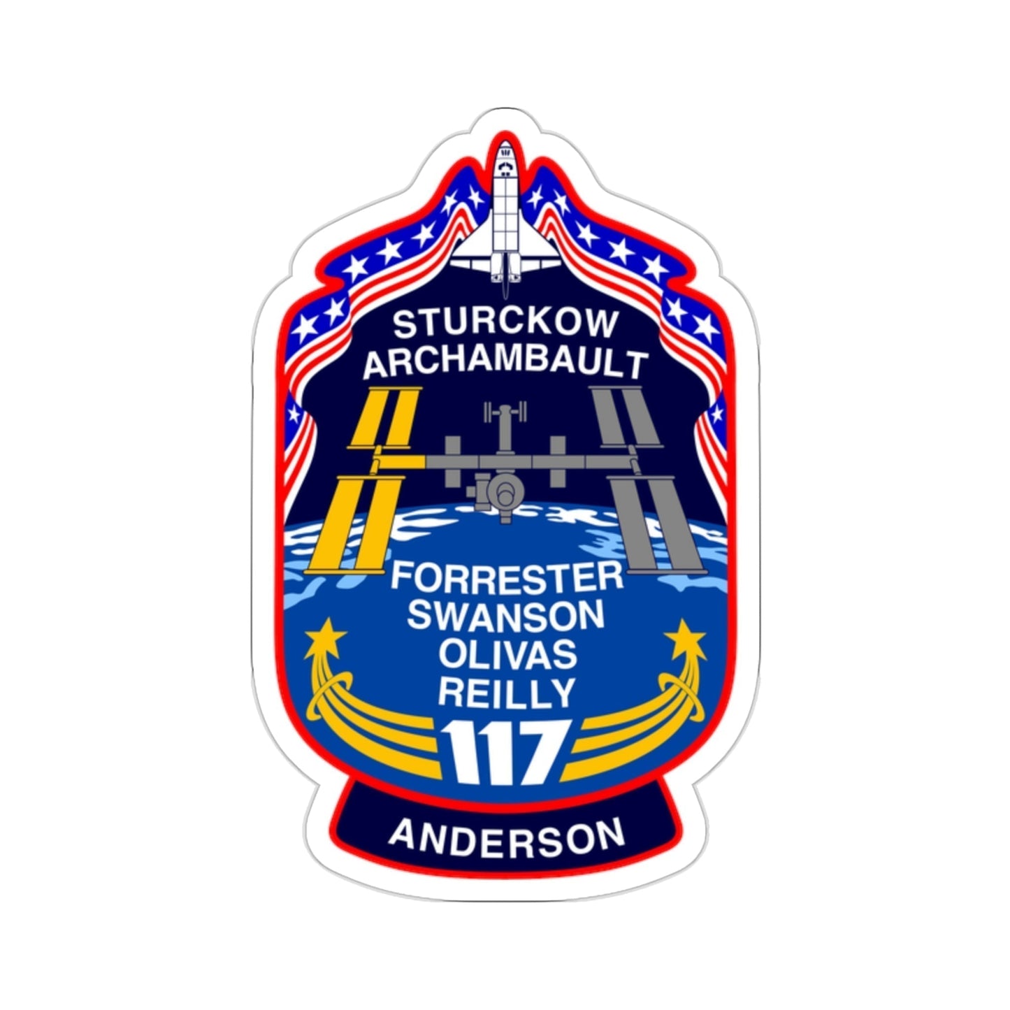 STS 117 Patch v2 NASA STICKER Vinyl Die-Cut Decal-2 Inch-The Sticker Space