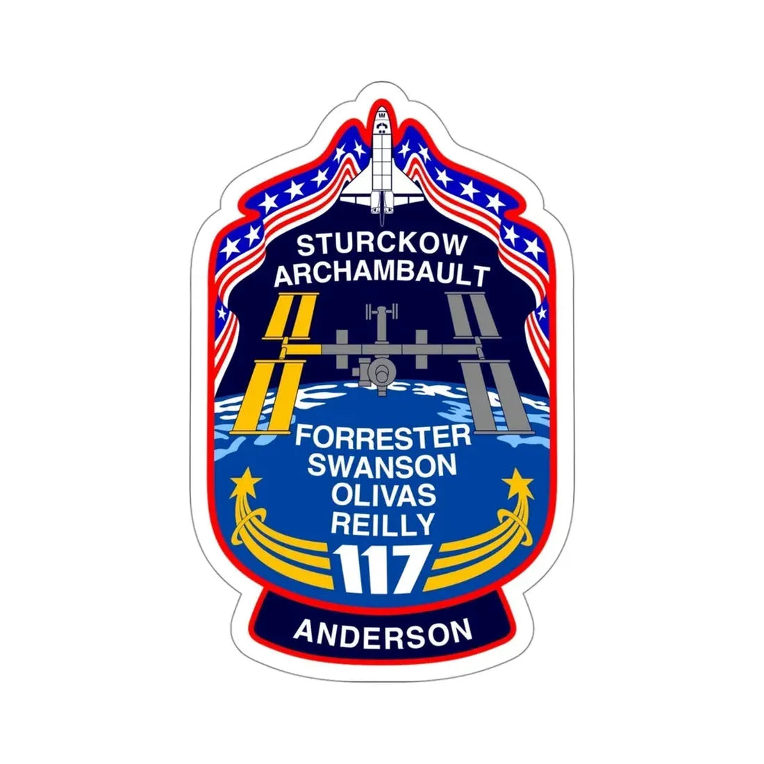 STS 117 Patch v2 NASA STICKER Vinyl Die-Cut Decal 4 Inch - The Sticker Space
