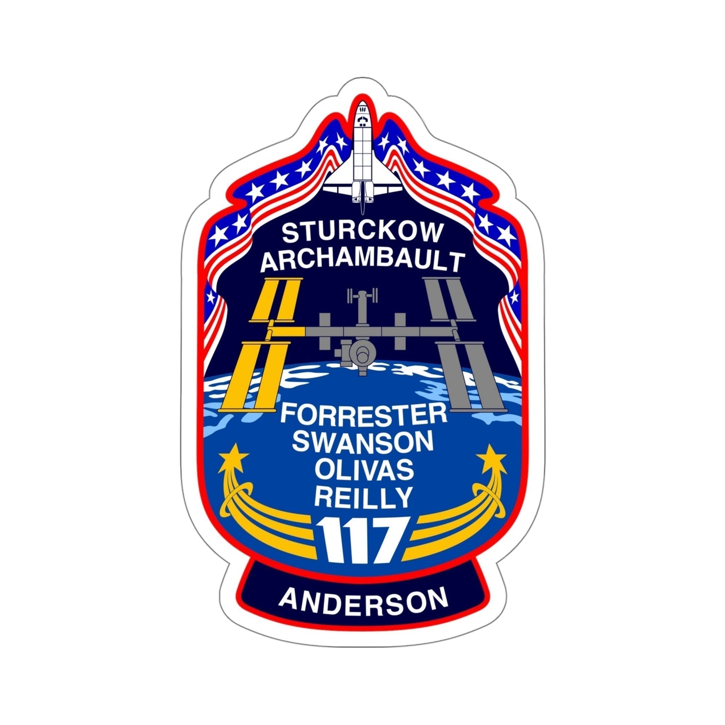 STS 117 Patch v2 NASA STICKER Vinyl Die-Cut Decal-5 Inch-The Sticker Space