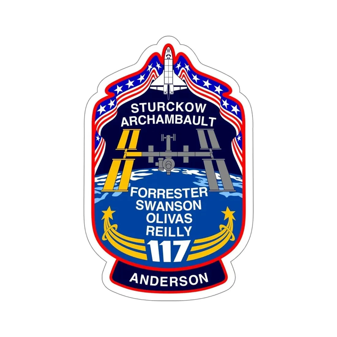 STS 117 Patch v2 NASA STICKER Vinyl Die-Cut Decal 6 Inch - The Sticker Space