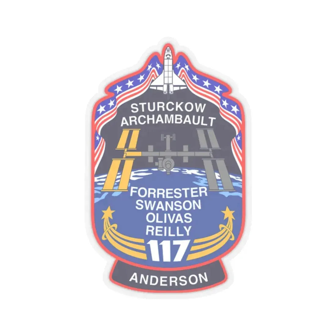 STS 117 Patch v2 NASA.png (NASA) STICKER Vinyl Kiss-Cut Decal 2 Inch Transparent - The Sticker Space