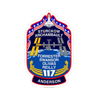 STS 117 Patch v2 NASA.png (NASA) STICKER Vinyl Kiss-Cut Decal 3 Inch White - The Sticker Space
