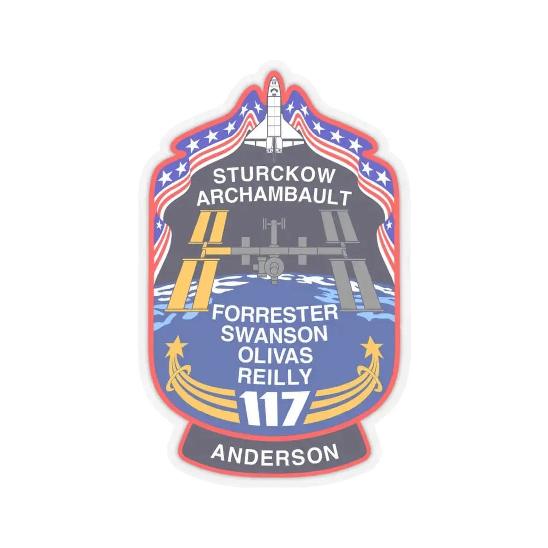 STS 117 Patch v2 NASA.png (NASA) STICKER Vinyl Kiss-Cut Decal 4 Inch Transparent - The Sticker Space